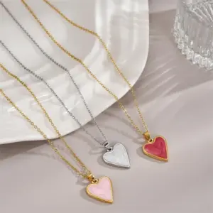 Wholesale PVD Coated 18K Gold Plated Heart Shape Stainless Steel Luxurious Waterproof Non Tarnish 304 Stainless Steel Pendant Necklace