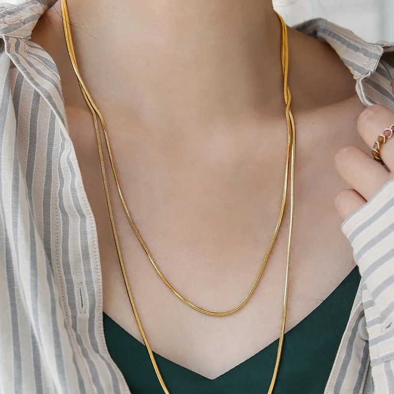 Wholesale Simple Style Solid Color Titanium Steel Plating Gold Plated Pendant Necklace