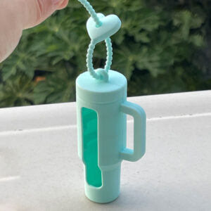 Protective case + heart-shaped cable tie / light blue cup