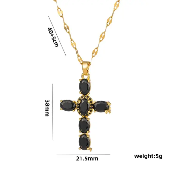 Wholesale Ig Style Simple Style Cross Titanium Steel Copper Zircon Pendant Necklace In Bulk