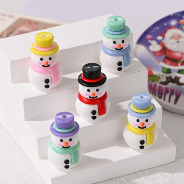Wholesale Christmas snowman rubber beads, Christmas loose beads DIY