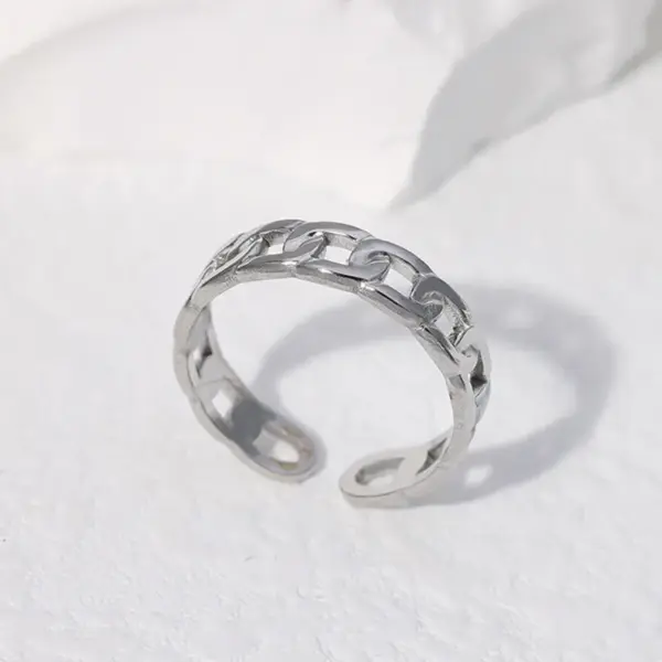 Wholesale PVD Coated Real Gold Plated Chains Print Stainless Steel IG Style Simple Style Waterproof Non Tarnish Open Ring