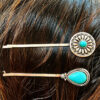 Wholesale Retro turquoise alloy flower western style hairpin