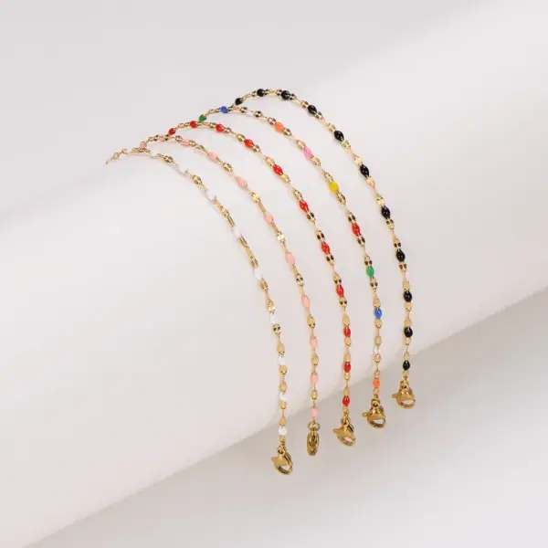 304 Stainless Steel Geometric PVD Coated 18K Real Gold Plated Vacation Simple Style Anklet