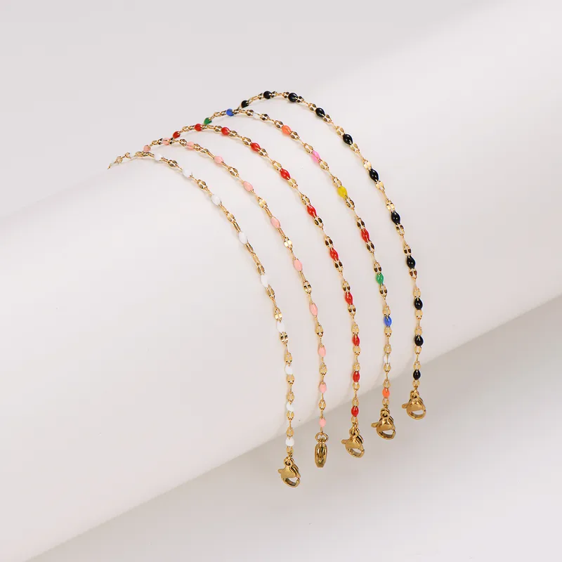 Wholesale 304 Stainless Steel Geometric PVD Coated 18K Real Gold Plated Vacation Simple Style Anklet