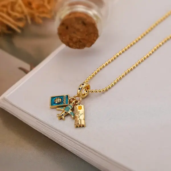 Wholesale Simple Style Streetwear Bus Airplane Copper 18k Gold Plated Pendant Necklace In Bulk