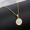 Wholesale Jewelry Simple Style Round Letter Titanium Steel Shell 18K Gold Plated Plating Necklace