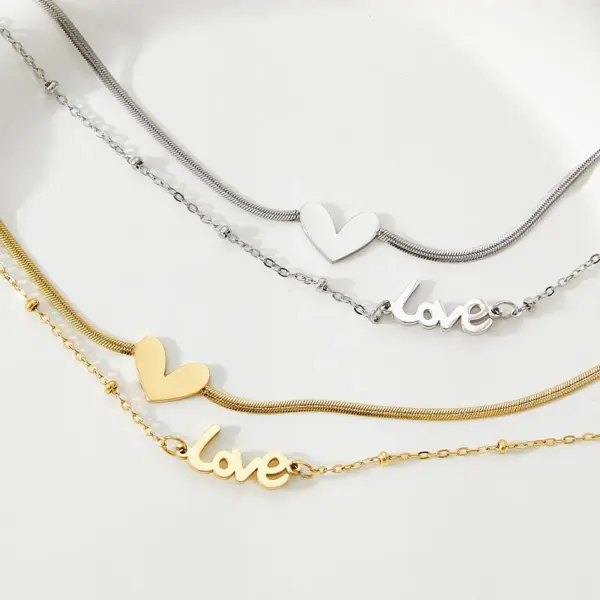 Wholesale Jewelry Fashion Letter Heart Shape 304 Stainless Steel 16K Gold Plated White Gold Plated Gold Plated Plating Anklet