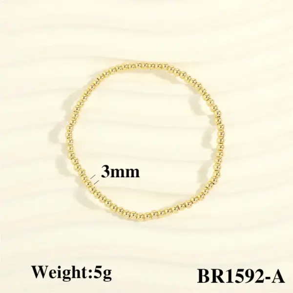 Wholesale Copper Round Hip-Hop Simple Style Gold Bead Necklace Gold Bracelets