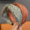Wholesale Korean Style Retro Cross-Knotted Headband Fabric Floral Wide-Brimmed Headband Women's Pressed Hairpin Headband Elegant Hair Bundle Headband
