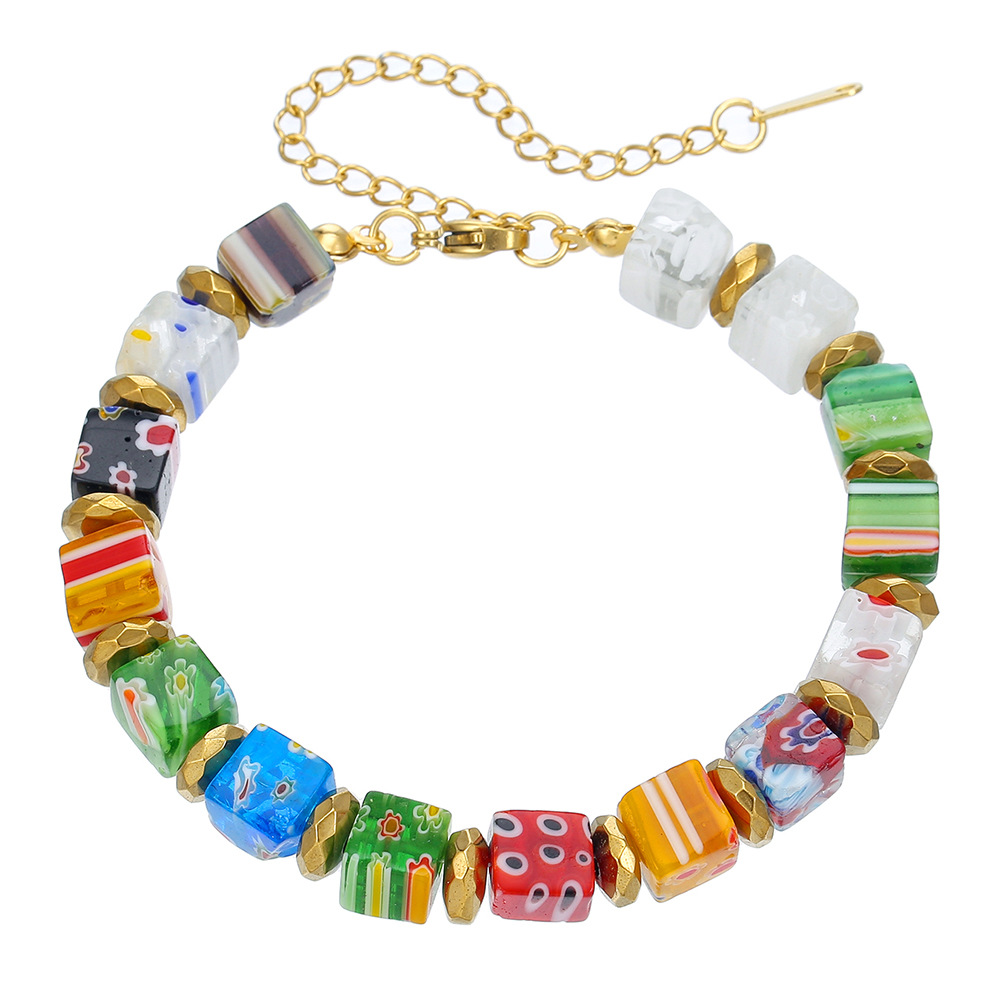 Wholesale New handmade Murano thousand flower glass beads bracelet fashion beaded DIY personality crystal bracelet