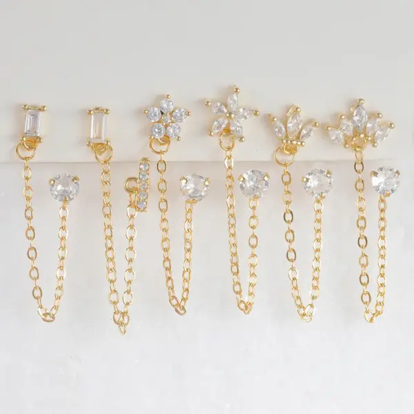 1 Piece Elegant Modern Style Geometric Flower Plating 304 Stainless Steel Drop Earrings