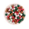 Wholesale Christmas Collection Candy Spiral Print Wooden Beads
