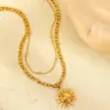 Wholesale Jewelry Simple Style Classic Style Sun 304 Stainless Steel Pendant Necklace