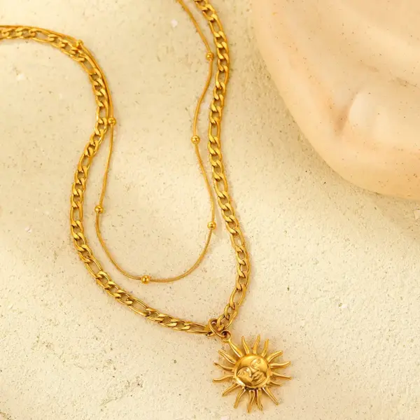 Wholesale Jewelry Simple Style Classic Style Sun 304 Stainless Steel Pendant Necklace