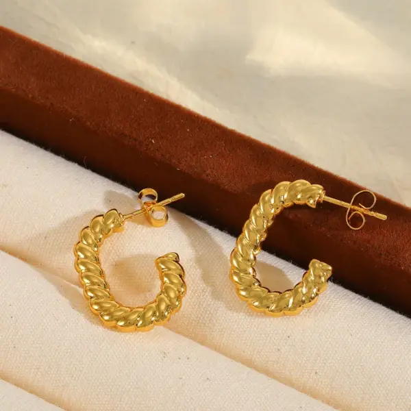 1 Pair Basic Simple Style C Shape Irregular Geometric Plating 304 Stainless Steel 18K Gold Plated Earrings