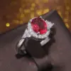 Wholesale Classic Fashion Copper Inlaid Red Zircon Oval Ring
