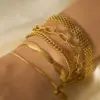 PVD Coated Real Gold Plated 18K Gold Geometric 201 Stainless Steel Modern Style Waterproof Non Tarnish 201 Stainless Steel Lobster Trigger Clasp Closure Bracelets