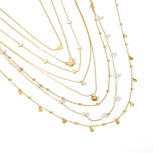 PVD Coated 18K Gold Real Plated Geometric Star Heart Shape 304 Stainless Steel Casual Elegant Waterproof Non Tarnish Layered Necklaces Pendant Necklace