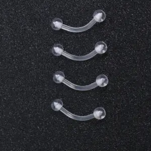 Transparent Round Head Eyebrow Studs / 1.2x8x4mm