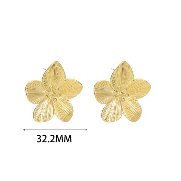 1 Pair Vintage Style Lady Artistic Flower 304 Stainless Steel 18K Gold Plated Ear Studs