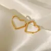Wholesale Romantic Heart Shape Gold Plated 304 Stainless Steel PVD Coated Earrings