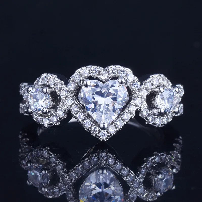 Wholesale Jewelry Heart Copper Artificial Gemstones Diamond