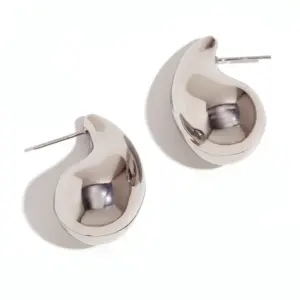 Hollow Three-Dimensional Pear-Shaped Ear Studs-Ea544901s / Steel Color