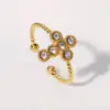 Wholesale Fashionable And Elegant High-end Small Exquisite Open Stainless Steel Ring Star Cross Shape Gold-plated Non-fading Ring Suitable For Daily Casual Dating