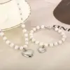 Wholesale Fashion Heart Shape Titanium Steel Beaded Pearl Plating Bracelets Necklace