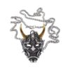 Wholesale Golden Horn Prajna Titanium Steel Necklace Male Ghost Mask Pendant Hip-Hop Duffian Handsome Cool Personality Pendant Sweater Accessories Trendy