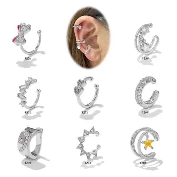 1 Piece Vintage Style Cool Style Geometric Heart Shape Bow Knot Plating Inlay Copper Zircon Ear Cus