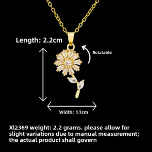 XL2369 Rotating Multi-Petal Small Flower Necklace / Gold