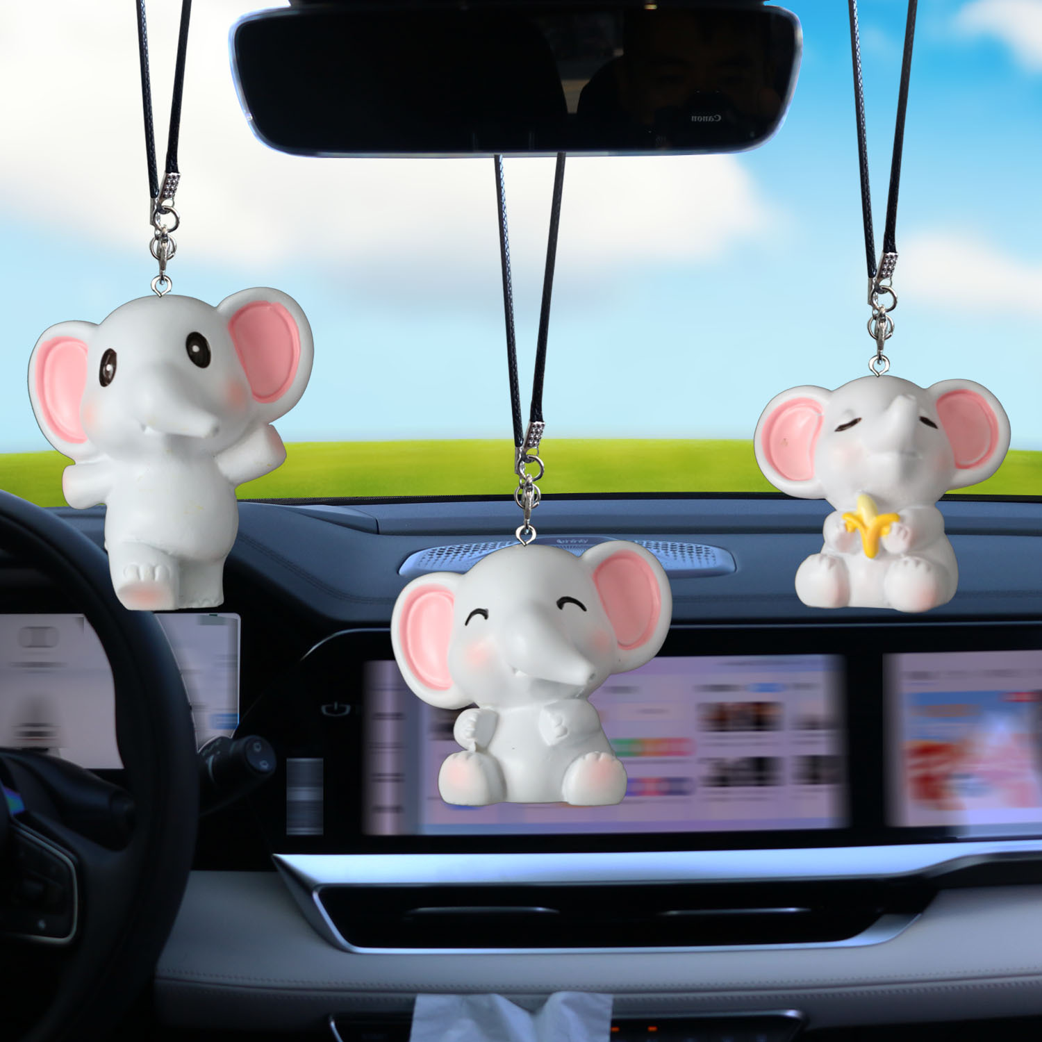 Wholesale Cute elephant car rearview mirror decorative pendant