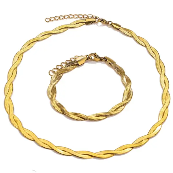 PVD Coated Real Gold Plated Geometric 304 Stainless Steel Casual Simple Style Waterproof Non Tarnish Bracelets Necklace