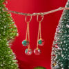 Wholesale Christmas-themed earrings with geometric pom-poms