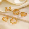Wholesale PVD Coated 18K Gold Plated Heart Shape Butterfly 304 Stainless Steel IG Style Waterproof Non Tarnish Open Rings