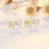 Elegant Fashion Bow Knot Copper Diamond Zircon Earrings Ear Studs