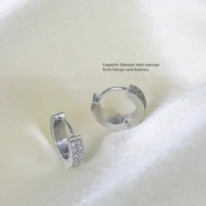 Silver Titanium Steel 2 Row Diamond N0172S