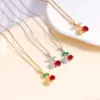 Wholesale Jewelry IG Style Glam Cherry 304 Stainless Steel Copper Zircon Inlay Pendant Necklace Cable Chain