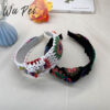 Wholesale Creative crochet wool mixed color hair hoop wash makeup hair hoop