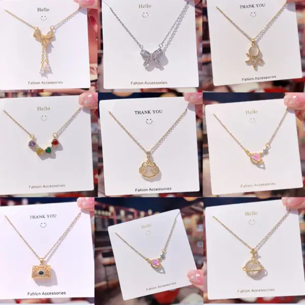 Wholesale Fashion Geometric 304 Stainless Steel Copper Plating 18K Gold Plated Zircon Necklace