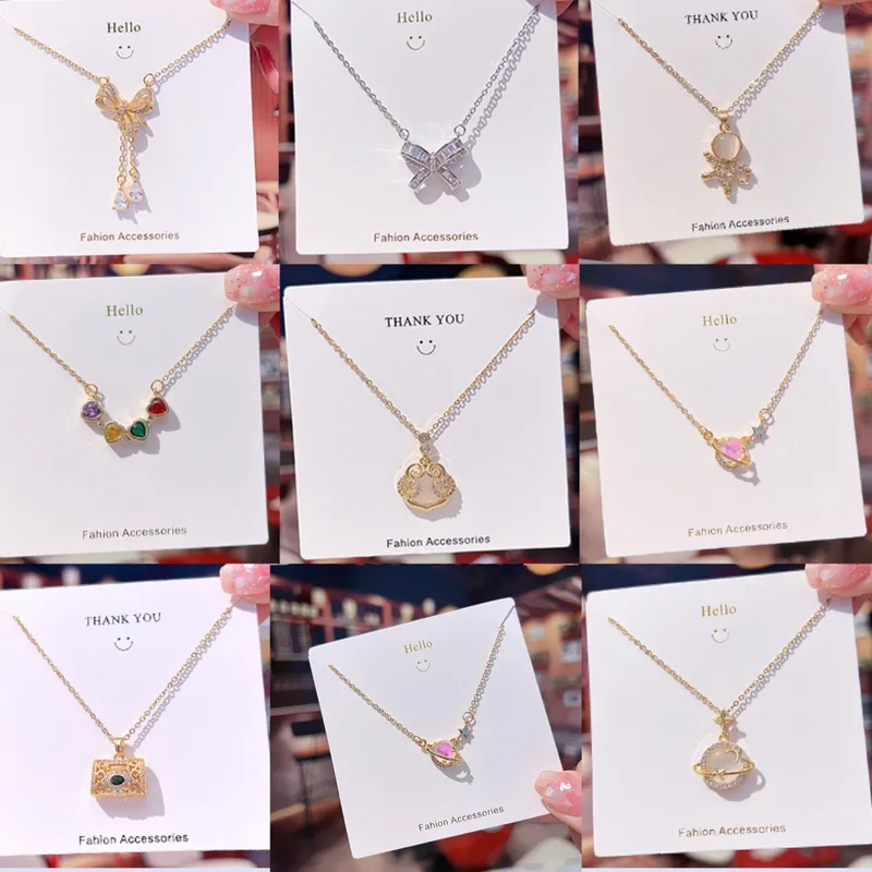 Wholesale Fashion Geometric 304 Stainless Steel Copper Plating 18K Gold Plated Zircon Necklace