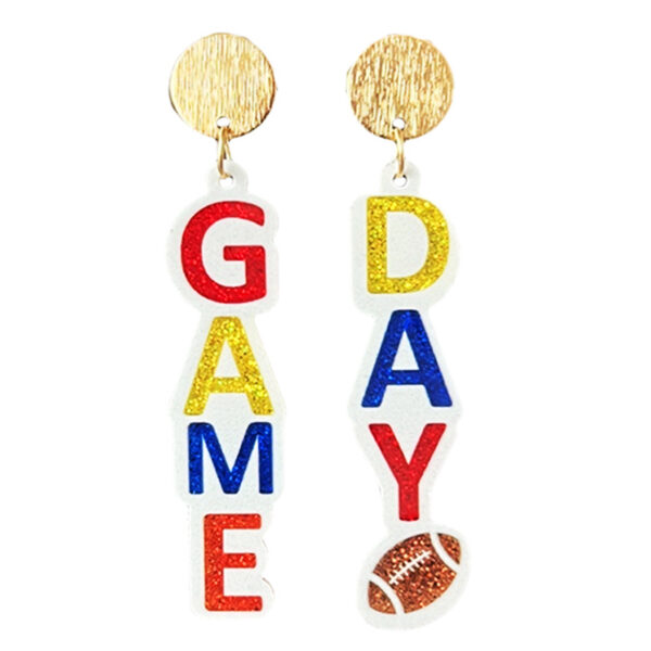Wholesale Amazon Supply Football Glitter Day Atmosphere Colorful Earrings Bow Element Coffee Autumn Earrings