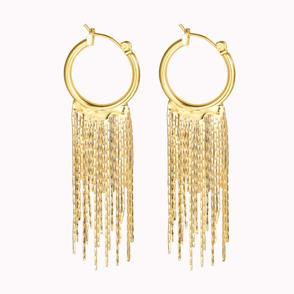 Wholesale Metal Cold Style Exaggerated Tassel Earrings European and American Design Sense Fashion Retro Earrings Personalized Light Luxury Long Earrings