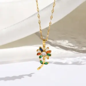 Gold / One Size / Colorful Sunflower Necklace