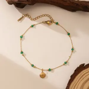 Qyb5044 Lvzhu Shell Anklet / Gold