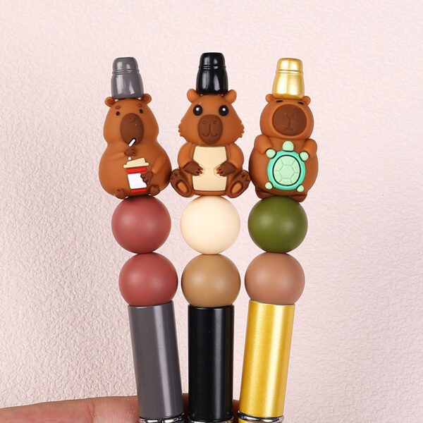 Wholesale Cross-Border Cartoon Capybara Silicone Beads 3D Capybara Jewelry DIY Bracelet Necklace Animal Silicone Beads