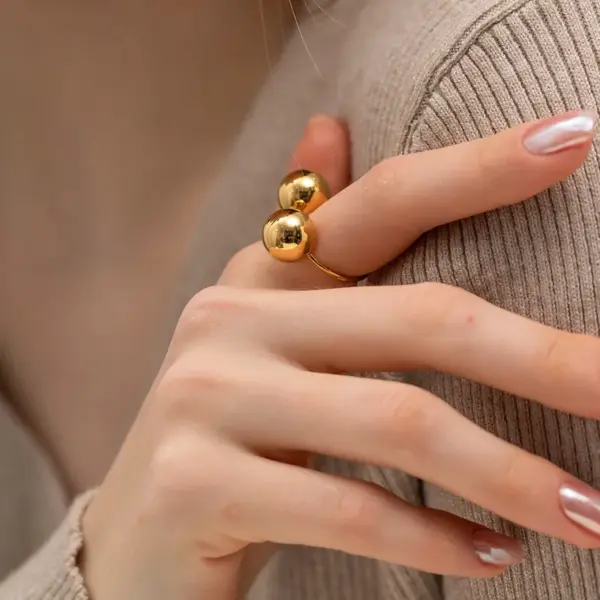 Wholesale Jewelry INS Style Simple Style Ball 304 Stainless Steel PVD Coated Plating Open Ring