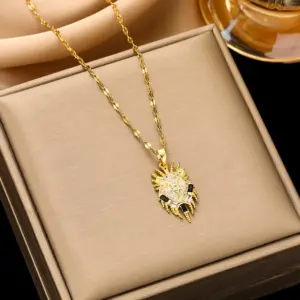 288 Lion's Head Necklace-Gold